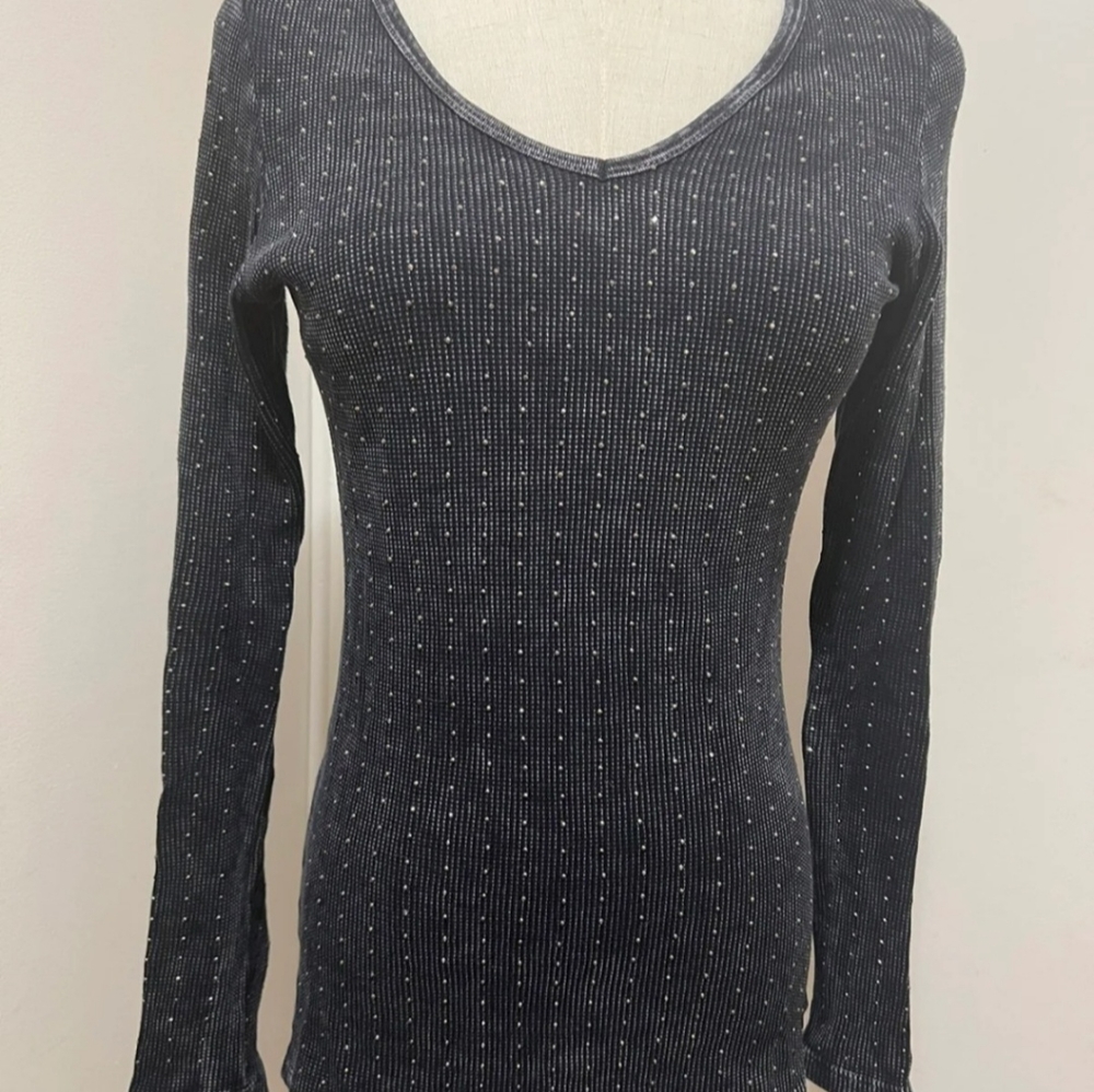 Vocal Dark gray studded long sleeve shirt